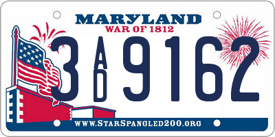 MD license plate 3AD9162