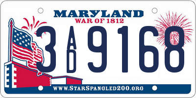 MD license plate 3AD9168
