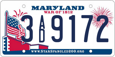 MD license plate 3AD9172