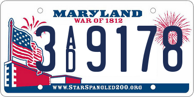 MD license plate 3AD9178