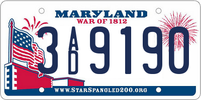 MD license plate 3AD9190