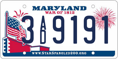 MD license plate 3AD9191