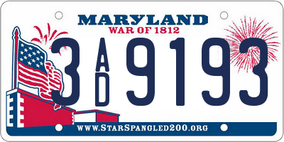 MD license plate 3AD9193