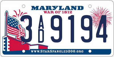 MD license plate 3AD9194