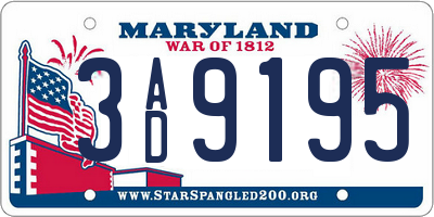 MD license plate 3AD9195