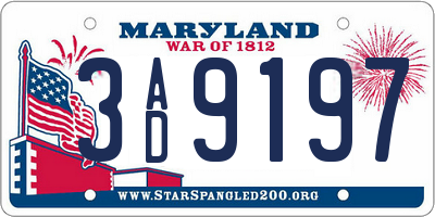 MD license plate 3AD9197