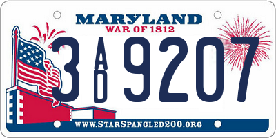 MD license plate 3AD9207