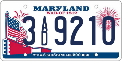 MD license plate 3AD9210