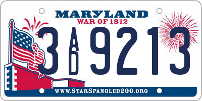 MD license plate 3AD9213