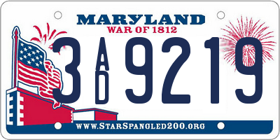 MD license plate 3AD9219