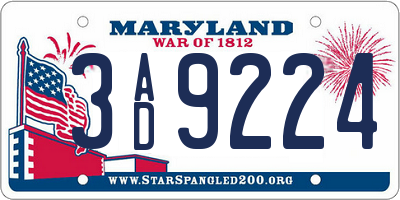 MD license plate 3AD9224