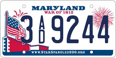 MD license plate 3AD9244