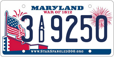MD license plate 3AD9250