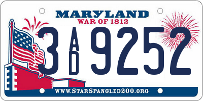 MD license plate 3AD9252