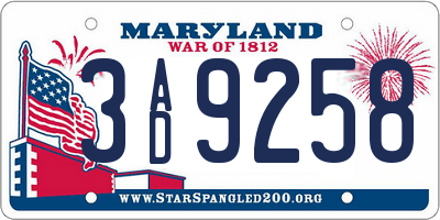 MD license plate 3AD9258