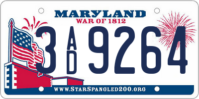 MD license plate 3AD9264