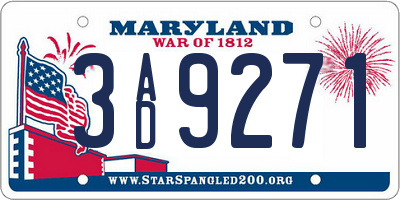 MD license plate 3AD9271