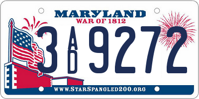 MD license plate 3AD9272