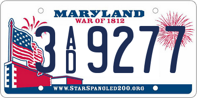 MD license plate 3AD9277