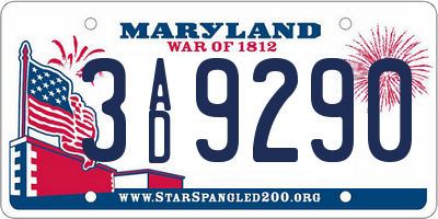 MD license plate 3AD9290