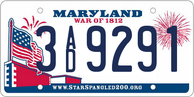 MD license plate 3AD9291