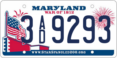 MD license plate 3AD9293