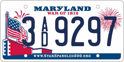 MD license plate 3AD9297