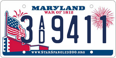 MD license plate 3AD9411