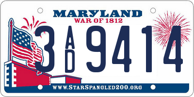 MD license plate 3AD9414