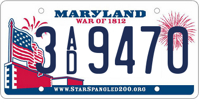 MD license plate 3AD9470