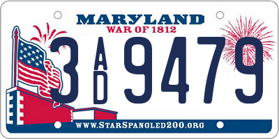 MD license plate 3AD9479