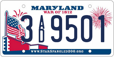MD license plate 3AD9501