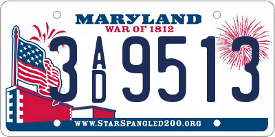 MD license plate 3AD9513