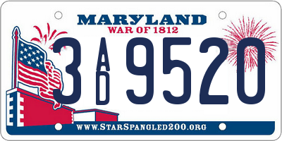 MD license plate 3AD9520
