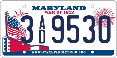 MD license plate 3AD9530