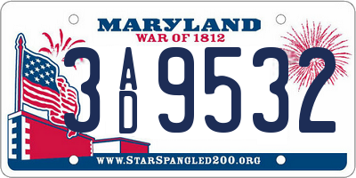 MD license plate 3AD9532