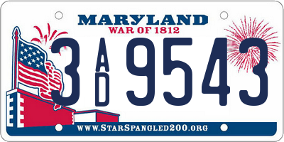 MD license plate 3AD9543