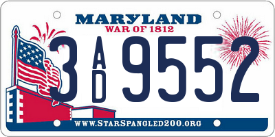 MD license plate 3AD9552