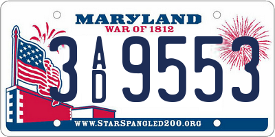 MD license plate 3AD9553