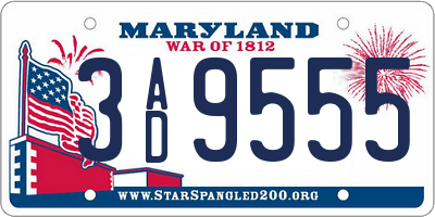 MD license plate 3AD9555