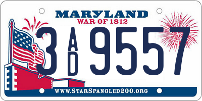 MD license plate 3AD9557