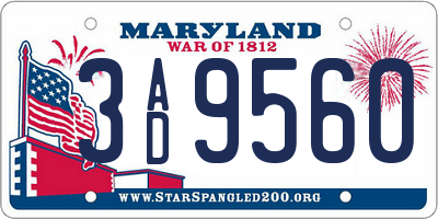 MD license plate 3AD9560