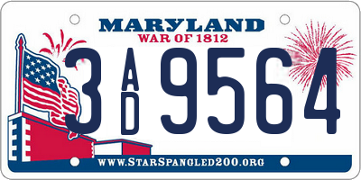 MD license plate 3AD9564