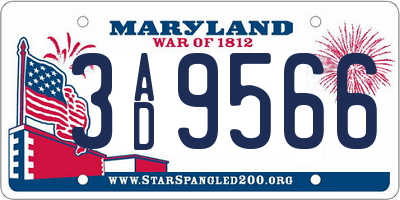 MD license plate 3AD9566