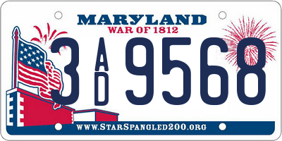 MD license plate 3AD9568