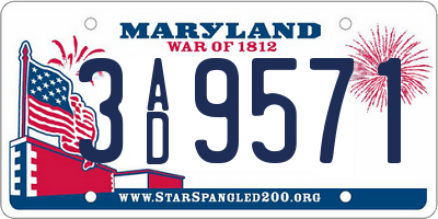 MD license plate 3AD9571