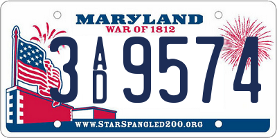 MD license plate 3AD9574