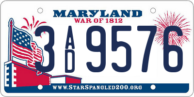 MD license plate 3AD9576