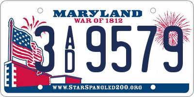 MD license plate 3AD9579