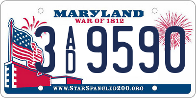 MD license plate 3AD9590